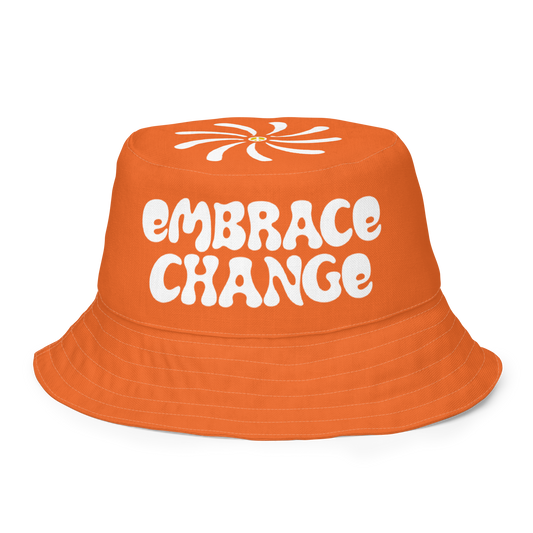 Orange 'Embrace Change' Reversible Bucket Hat