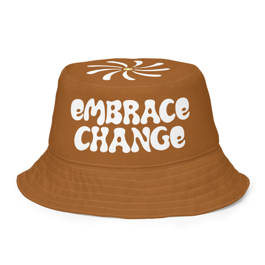 Brown 'Embrace Change' Reversible Bucket Hat