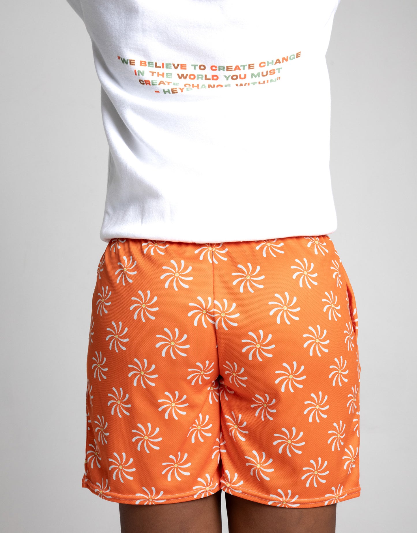 Orange 'Embrace Flower' Shorts